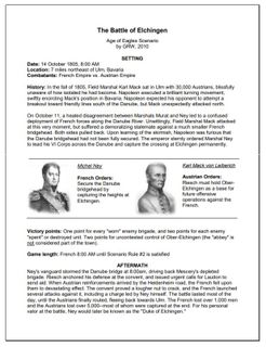 The Age of Eagles Scenario: The Battle of Elchingen