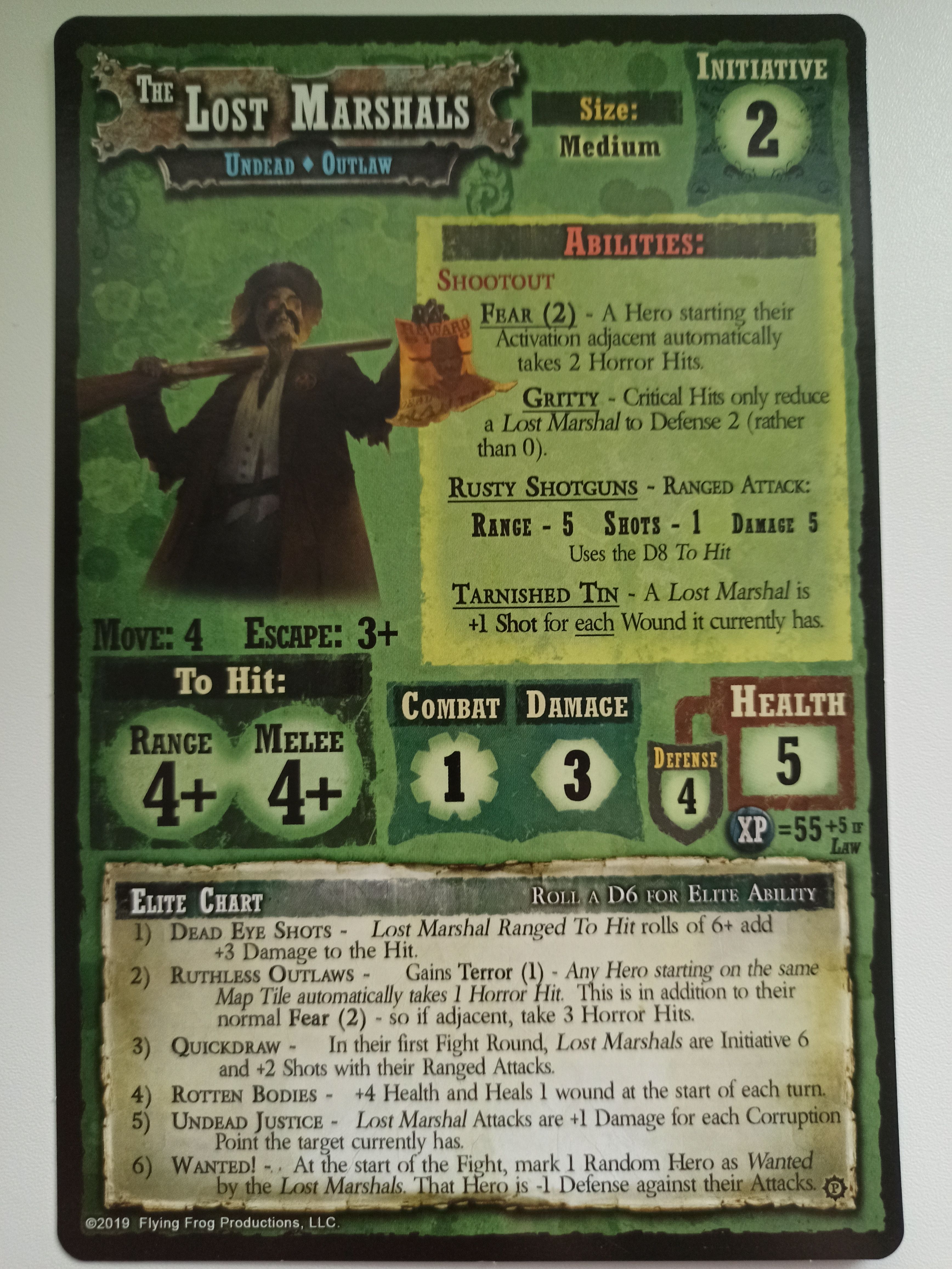 Shadows of Brimstone: Undead Outlaws and Undead Gunslinger Deluxe Enemy Pack – The Lost Marshals Enemy Record Sheet cover
