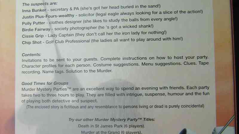 Murder Mystery Party: Murder At The Flying Divots Golf Club