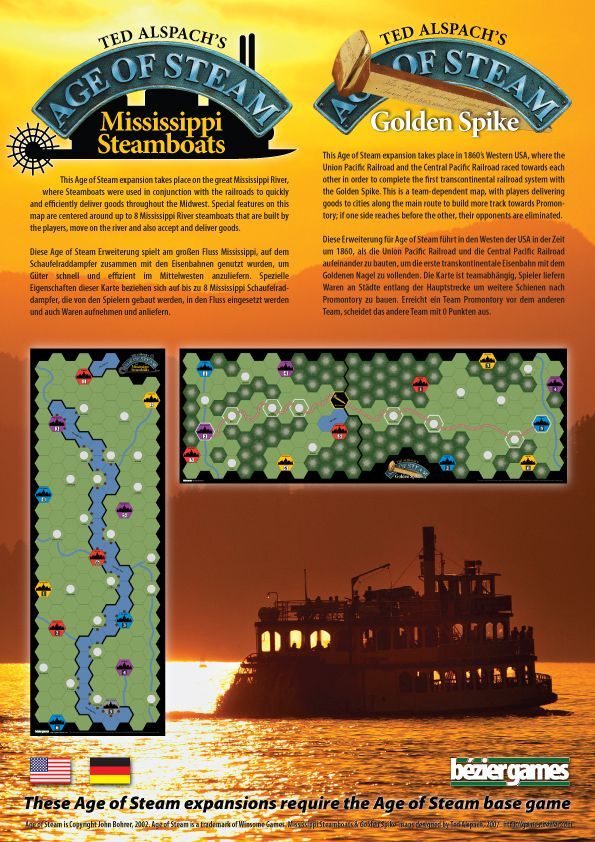 Age of Steam Expansion: Mississippi Steamboats / Golden Spike cover