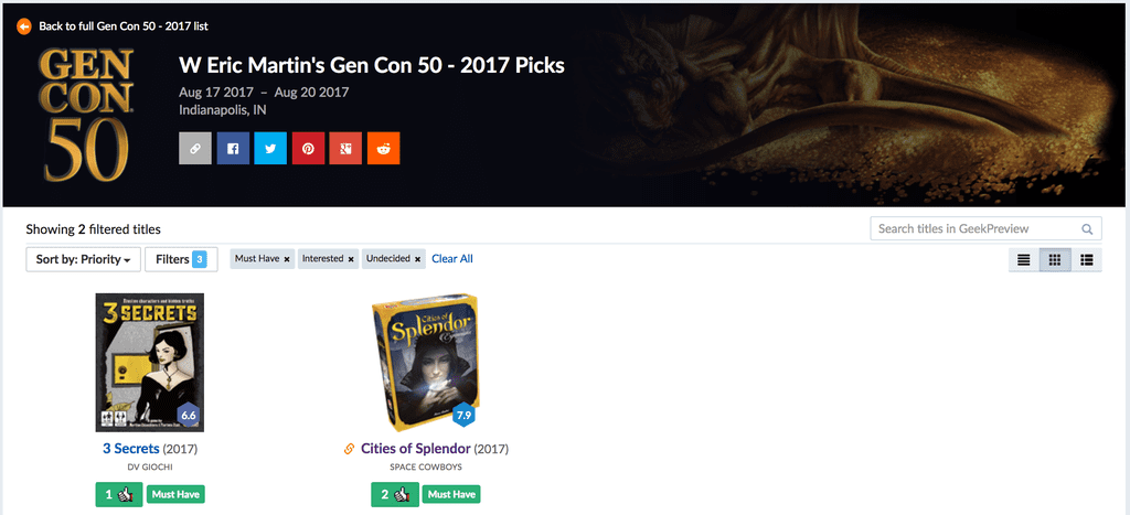 Preview of BoardGameGeek&#039;s New Convention Preview Tool — Now Live!