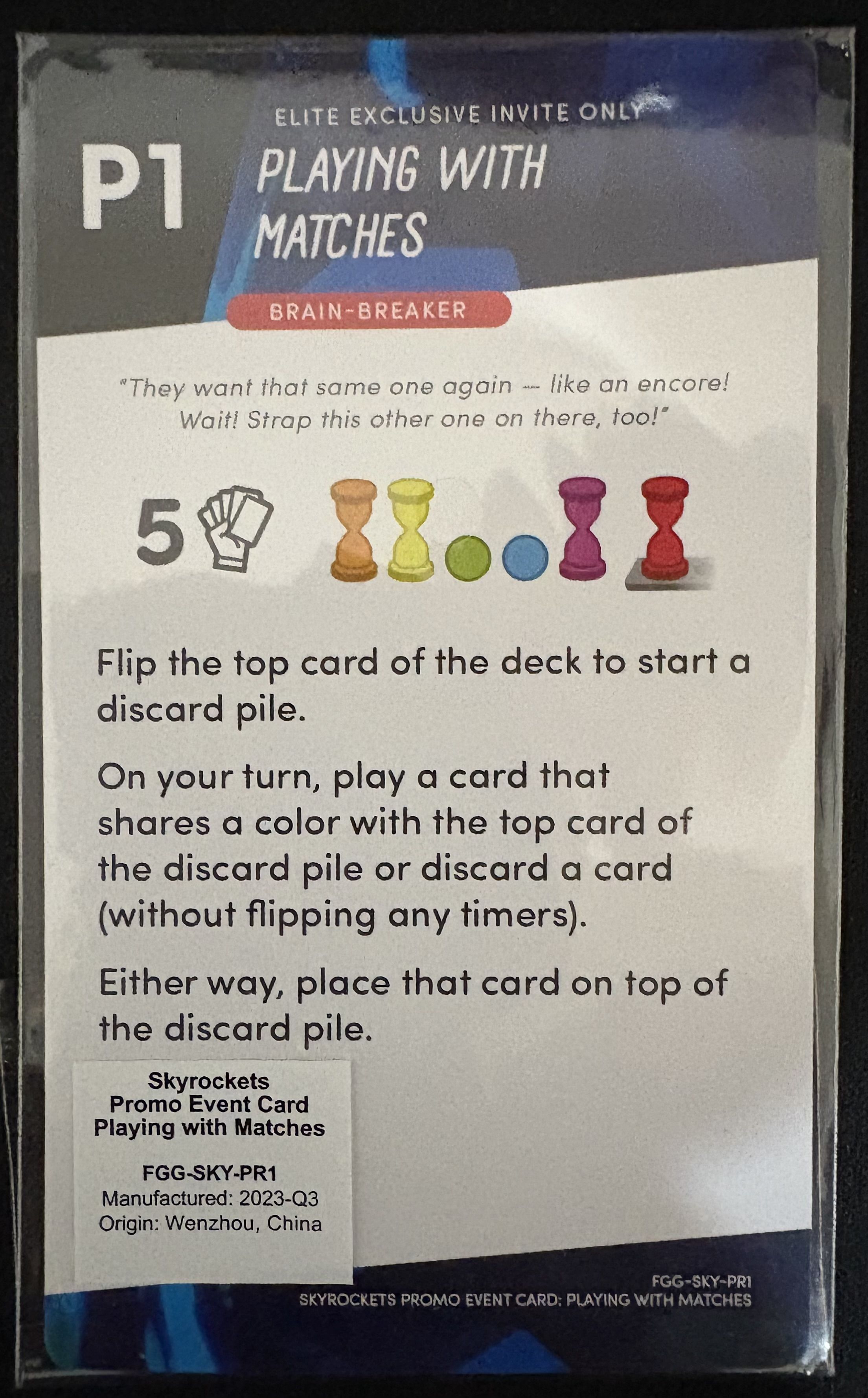 Skyrockets: Festival of Fire – P1 Playing with Matches Promo Card