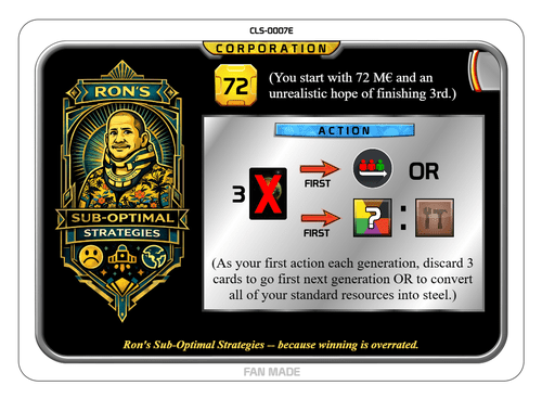 Corporation Design -- RON'S SUB-OPTIMAL STRATEGIES | Terraforming Mars