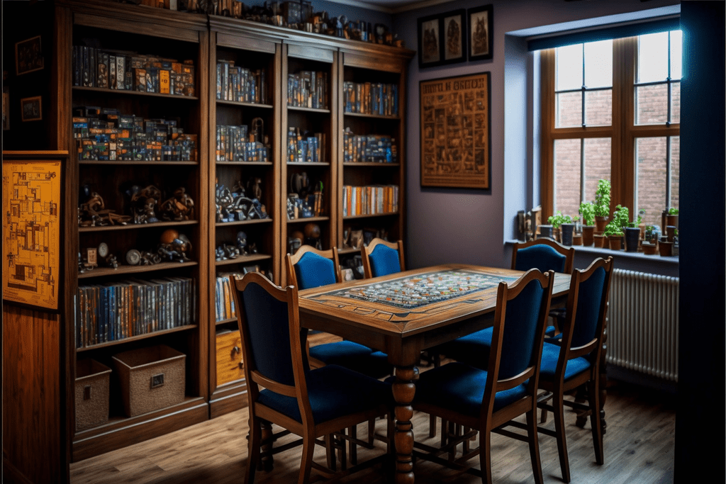 Board game rooms via MidJourney