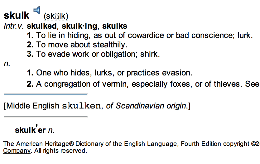 Skulk Definition