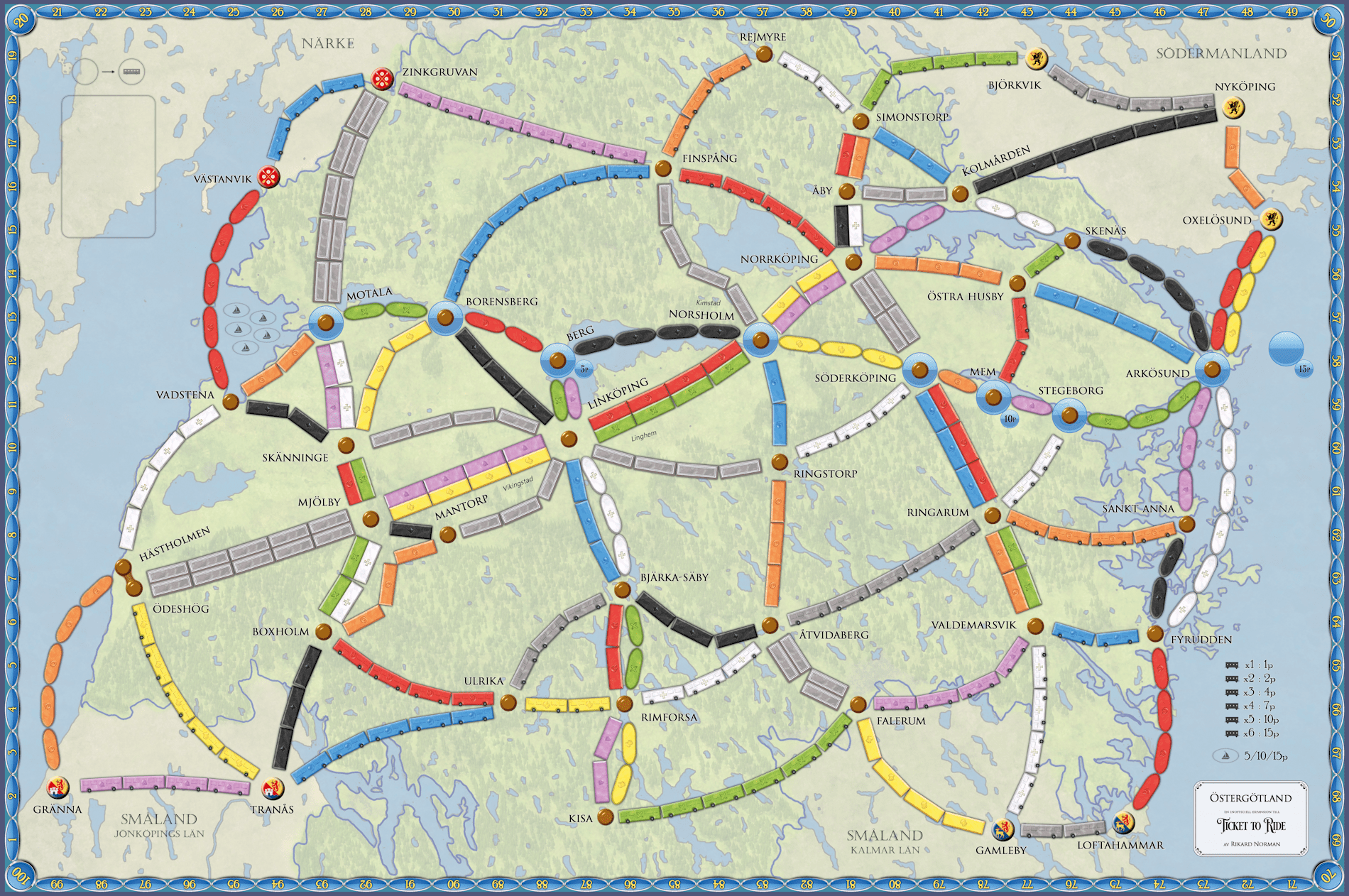 Östergötland (fan expansion for Ticket to Ride)