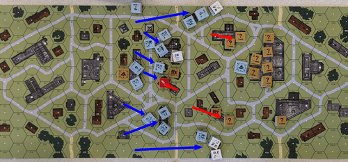 ASL 126 "Commando Schenke"  End Turn 1.  GW (German) vs SL (Soviet).  Played 2023-02-11.
