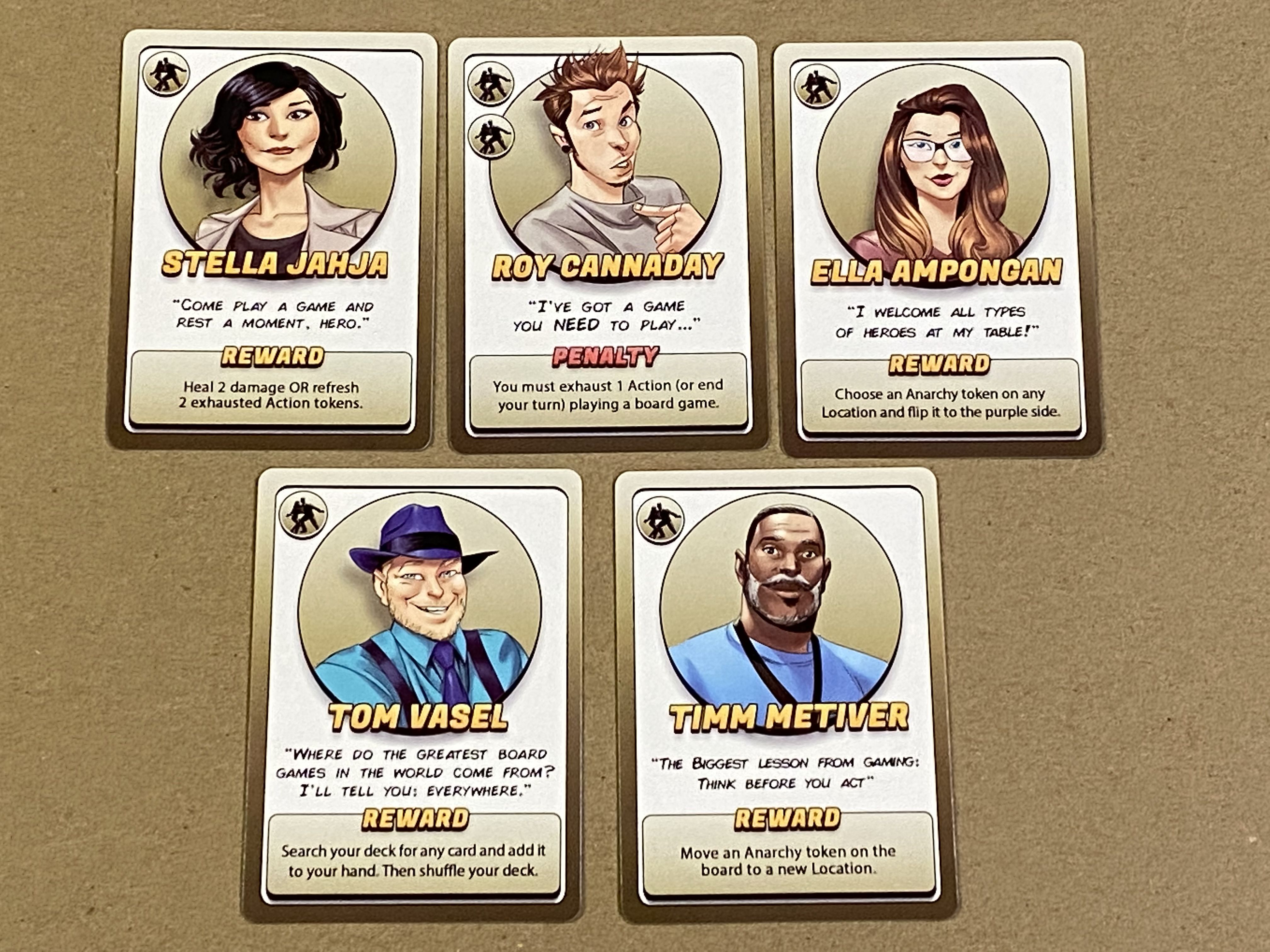 Freedom Five: 2021 Dice Tower Bystander Cards
