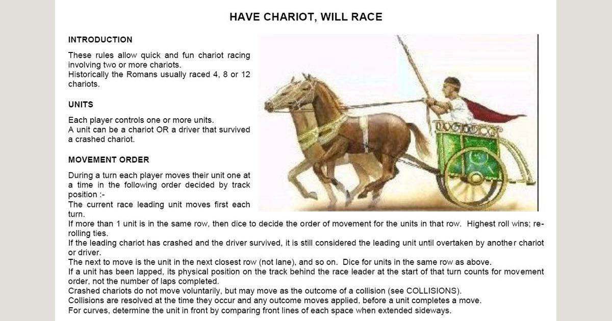 Have Chariot Will Race Board Game BoardGameGeek