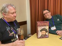 Rick & Brian with the copy of Pizarro & Co donated by the family of departed gamer, Dr. Jeremy Hinton. You were with us in spirit, Jeremy.