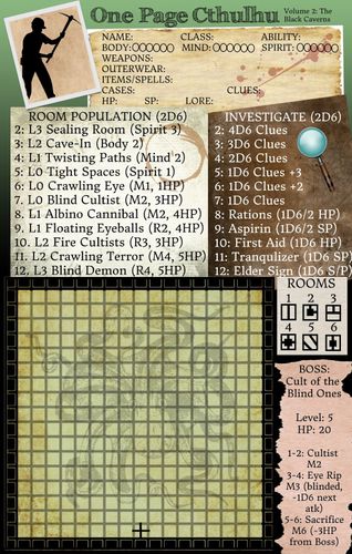 Board Game: One Page Cthulhu: Volume 2 – The Black Caverns