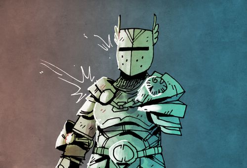 Illustration from the Treasure card, Armor, from Vast: The Mysterious Manor board game