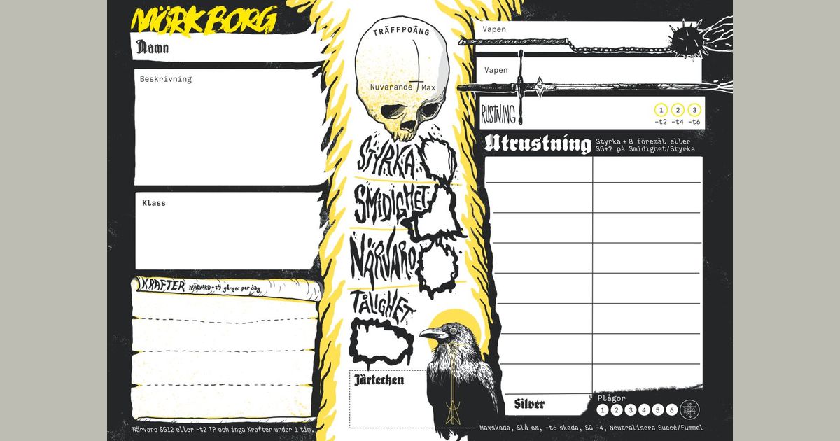 Mörk Character Sheet RPG Item RPGGeek