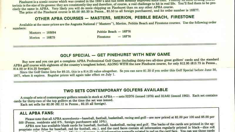 APBA Professional Golf: Pinehurst No.2