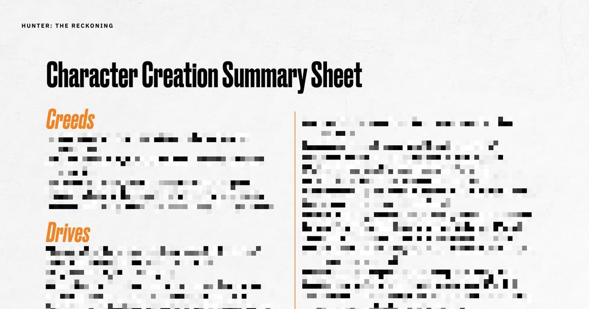 Character creation summary sheet rpg item rpggeek