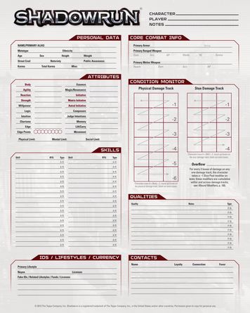 roll20 character sheet for shadowrun 5th edition