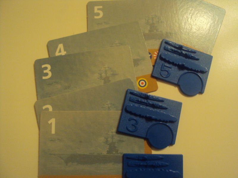 image of naval task force markers and cards to hold the units for the markers