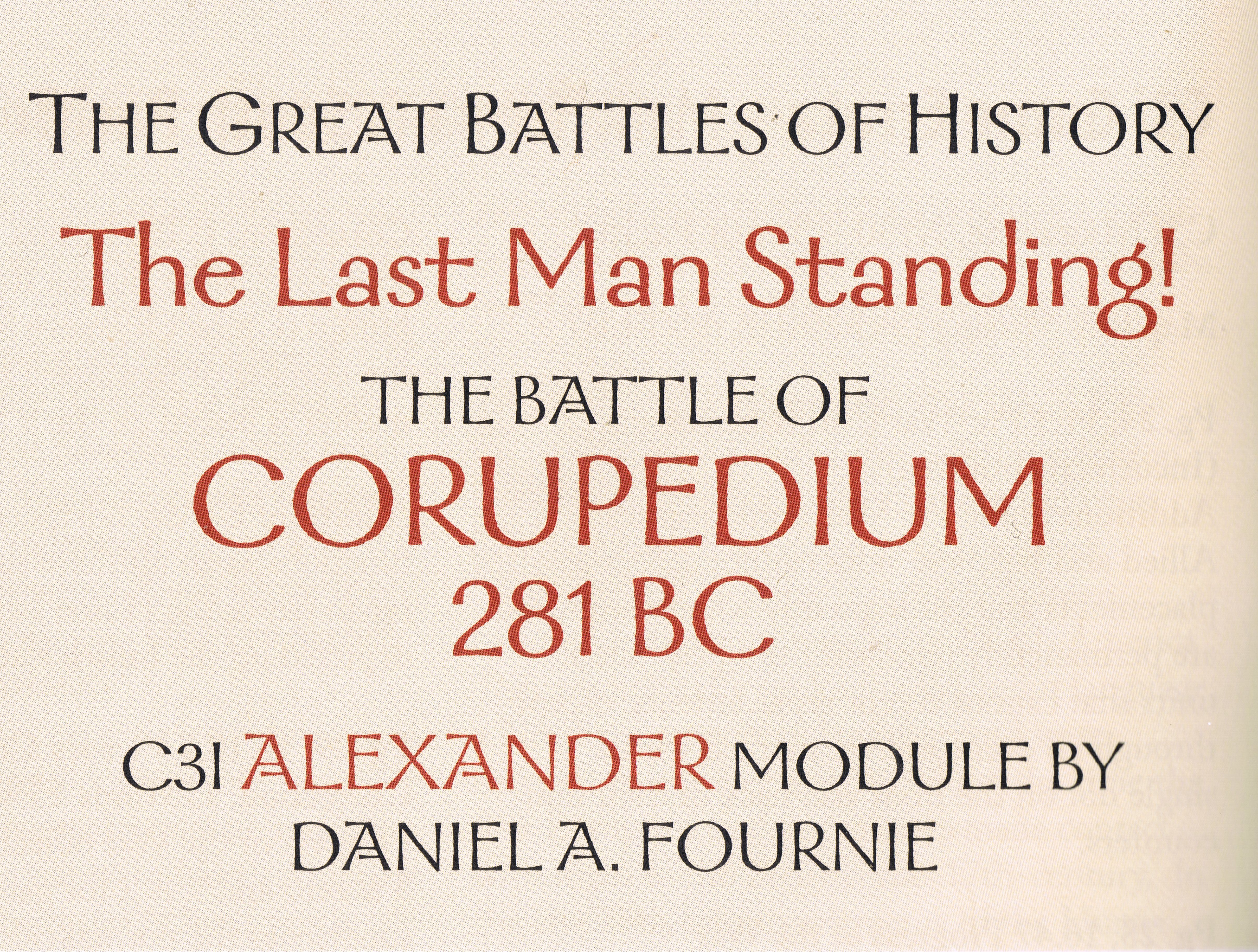 Alexander Battle Module: The Battle of Corupedium, 281 BC