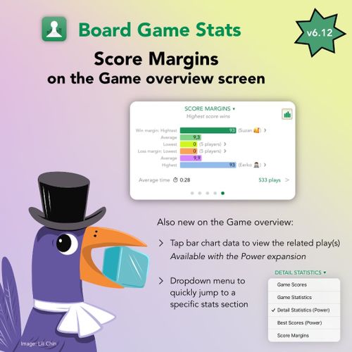 [V6.12] Game overview screen: Score margins & more | Board Game Stats