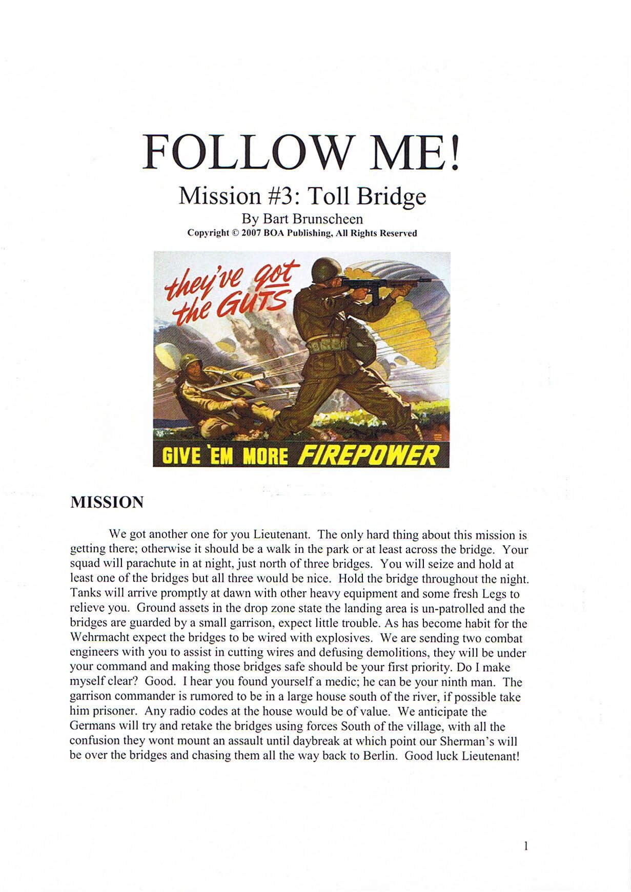 Follow Me!: Mission #3 – Toll Bridge