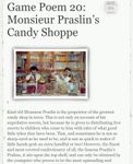 RPG Item: Game Poem 20: Monsieur Praslin's Candy Shoppe