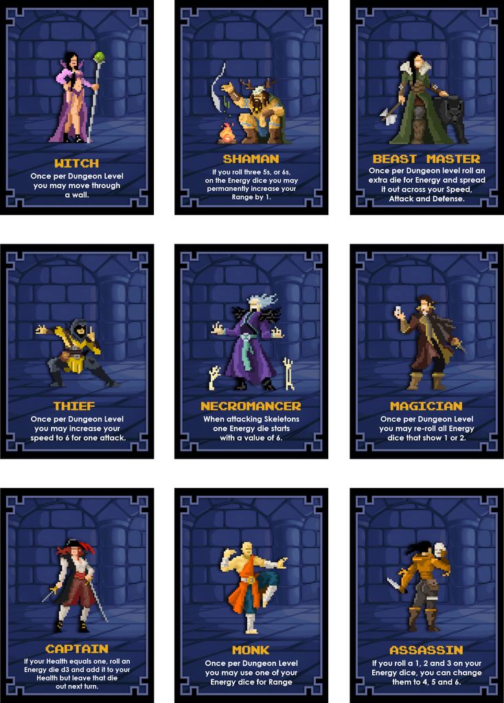 Fan made Character cards | One Card Dungeon
