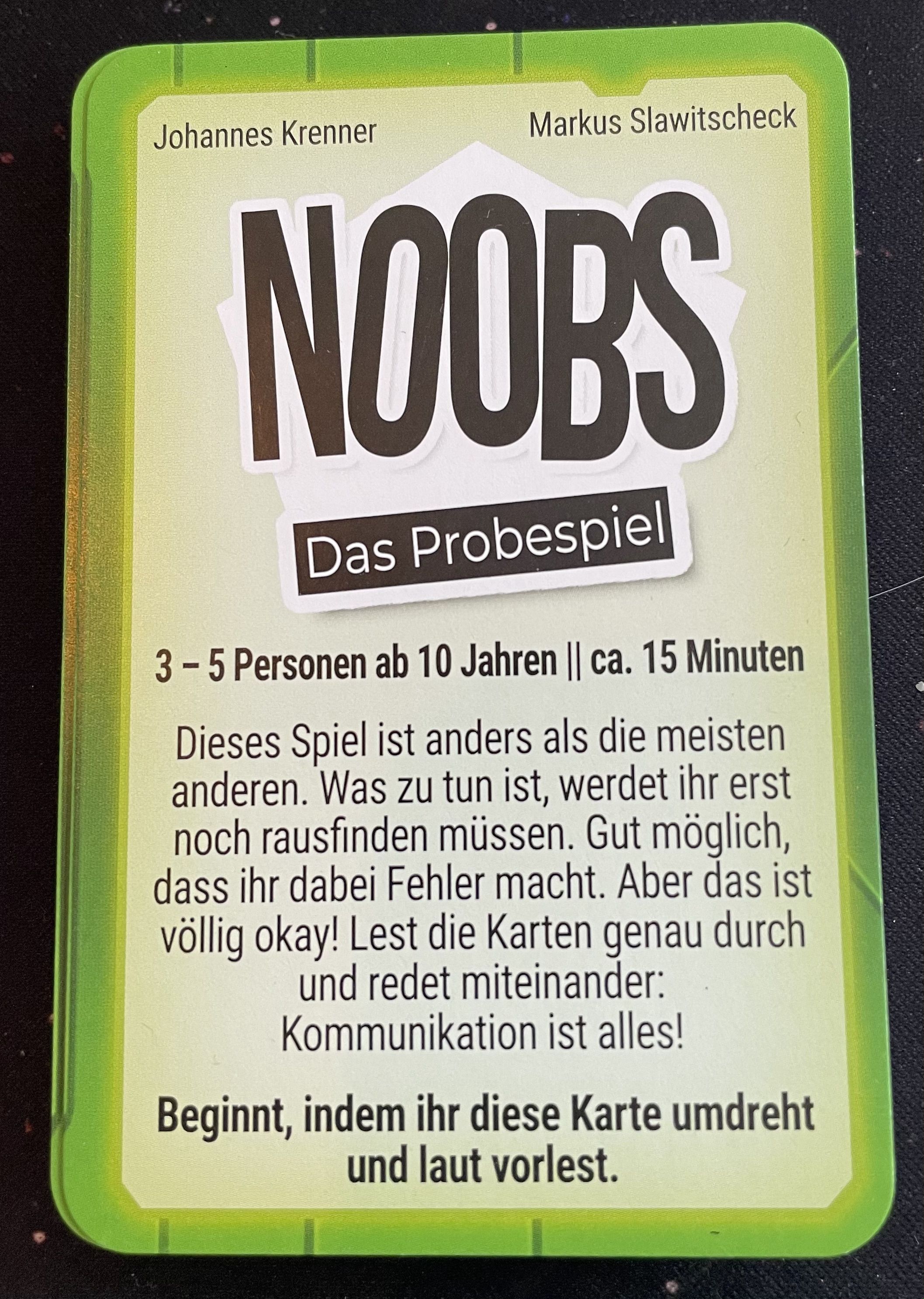 Noobs: Das Probespiel cover art