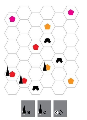 A playtest board from the 3rd iteration of Oath Cole ultimately threw away