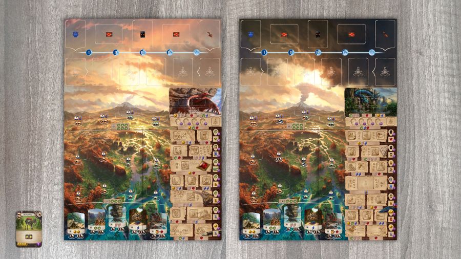 See the both sides of the main map board, Bird Temple side and Snake Temple side, this time with a reference donkey.