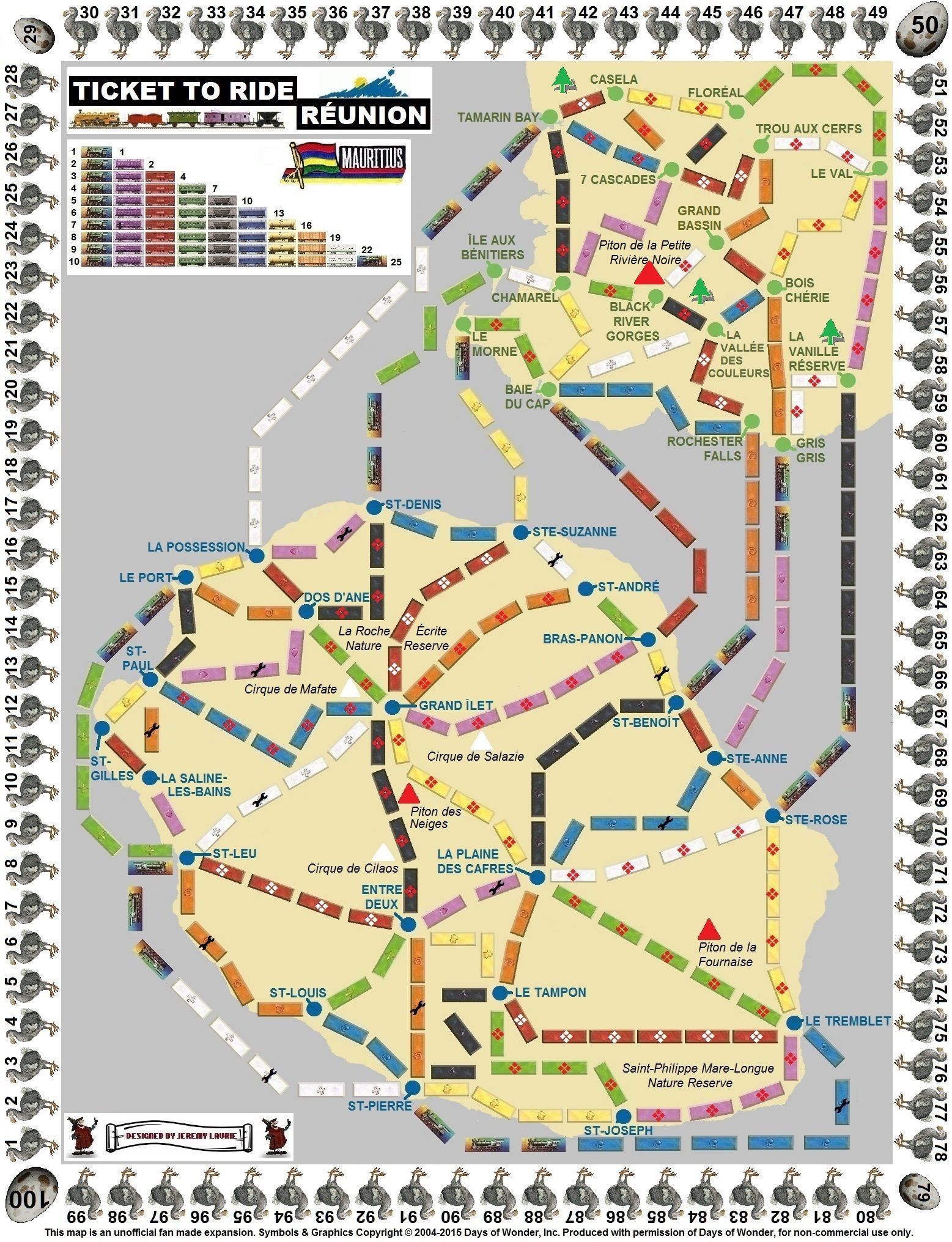 Réunion & Mauritius (fan expansion for Ticket to Ride)