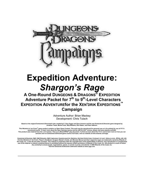 EXP-05: Shargon's Rage | RPG Item | RPGGeek