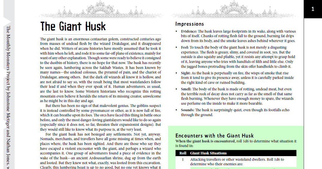 Monthly Monsters 20 10: The Giant Husk RPG Item RPGGeek