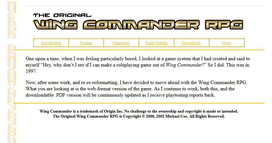 The Original Wing Commander RPG | RPG Item | RPGGeek
