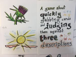 A game about quickly grabbing cards and judging them against three descriptions.