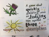 A game about quickly grabbing cards and judging them against three descriptions.