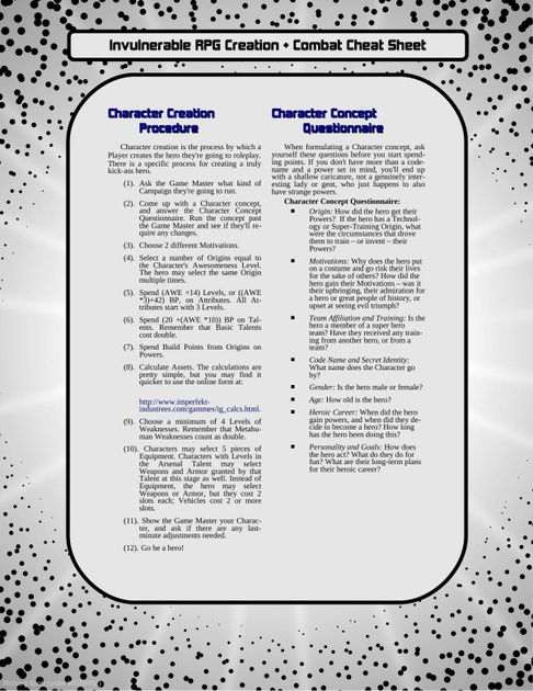 Invulnerable RPG Form-Fill Combat Tracking Sheet | RPG Item | RPGGeek