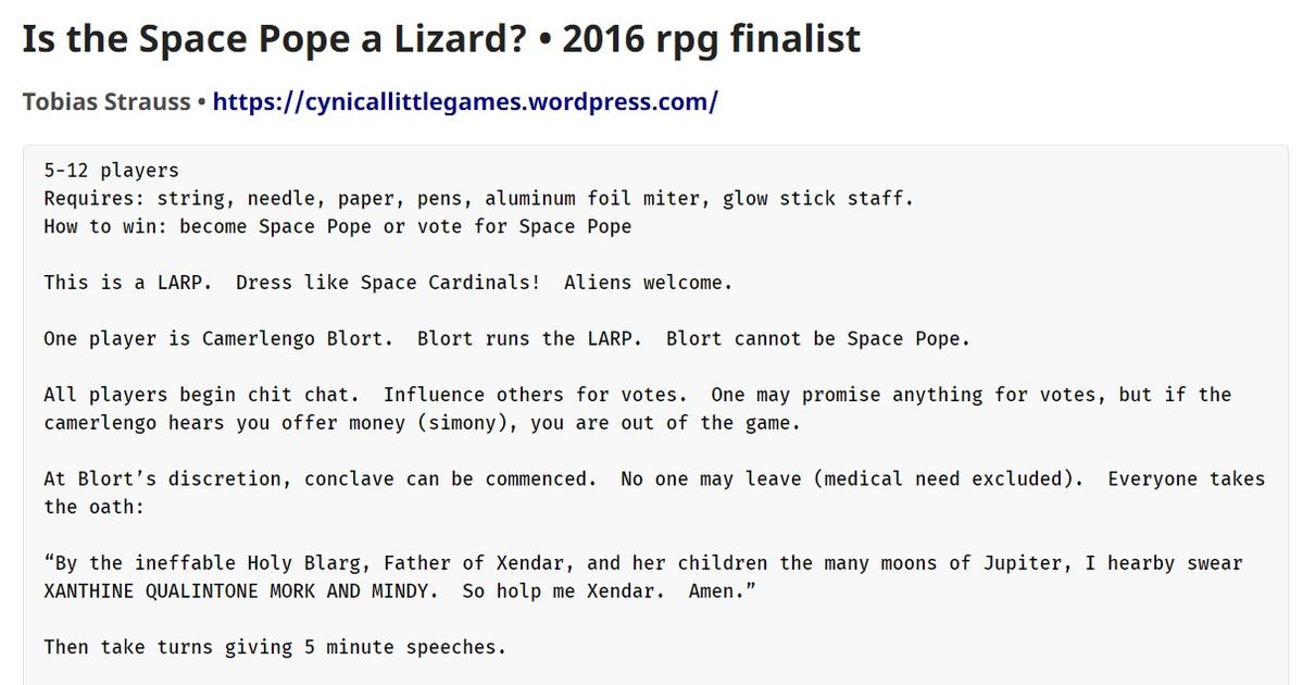 Is the Space Pope a Lizard? | RPG Item | RPGGeek
