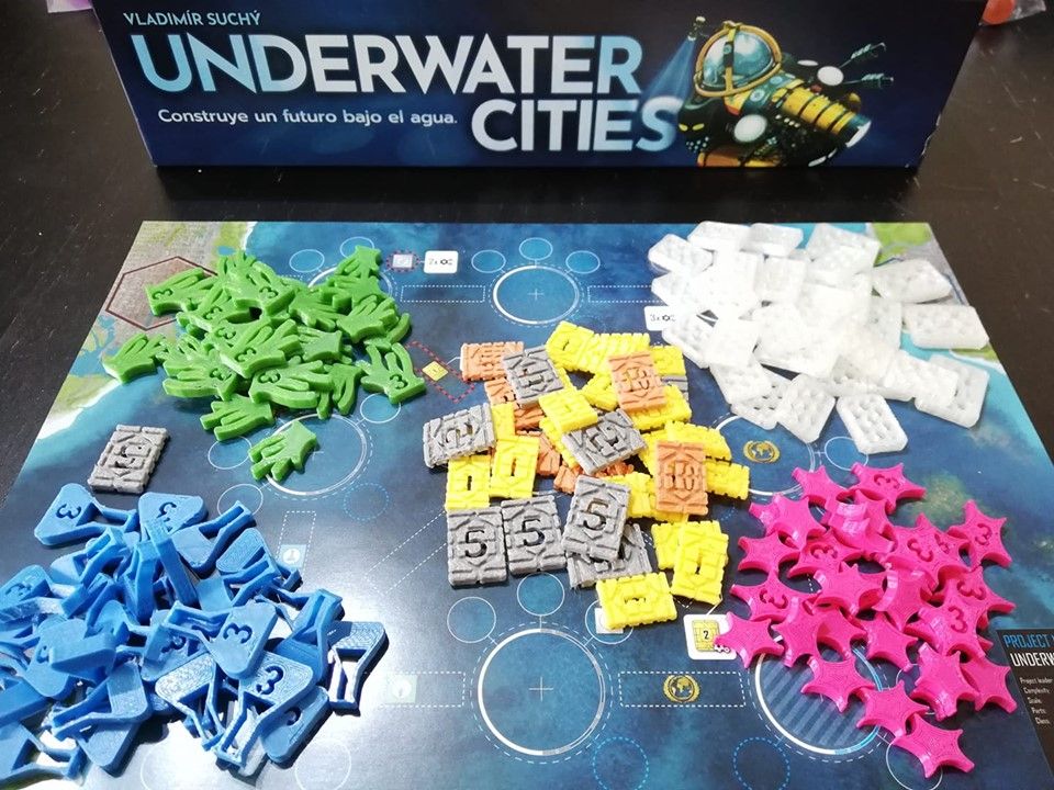 Tokens for Underwater Cities — Photo by Wizzy Parkerir on BoardGameGeek