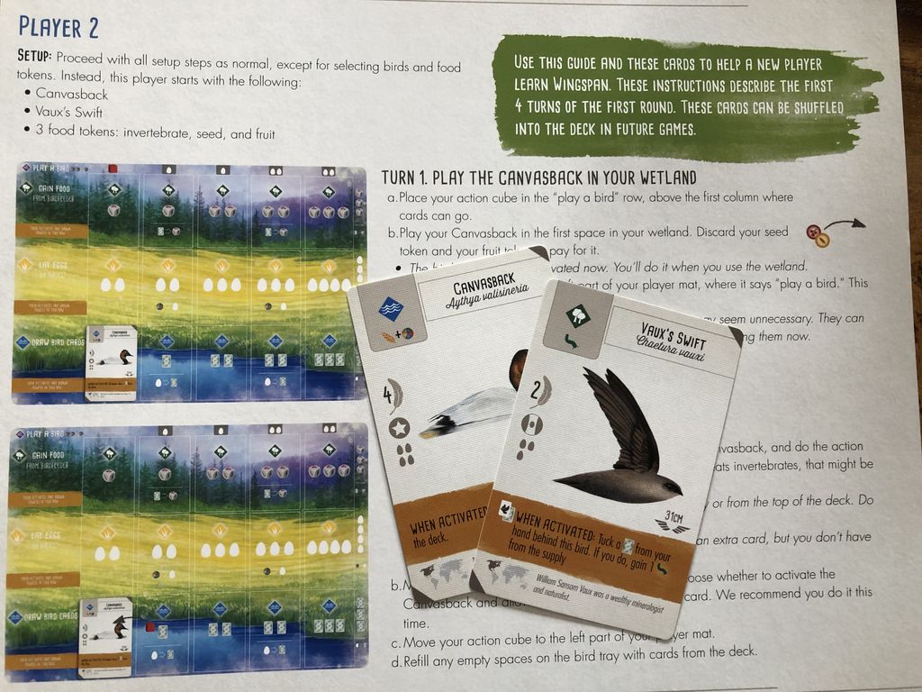 Quick start cards | Wingspan