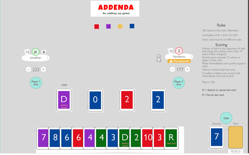 Games implemented on playingcards.io and virtualtabletop.io