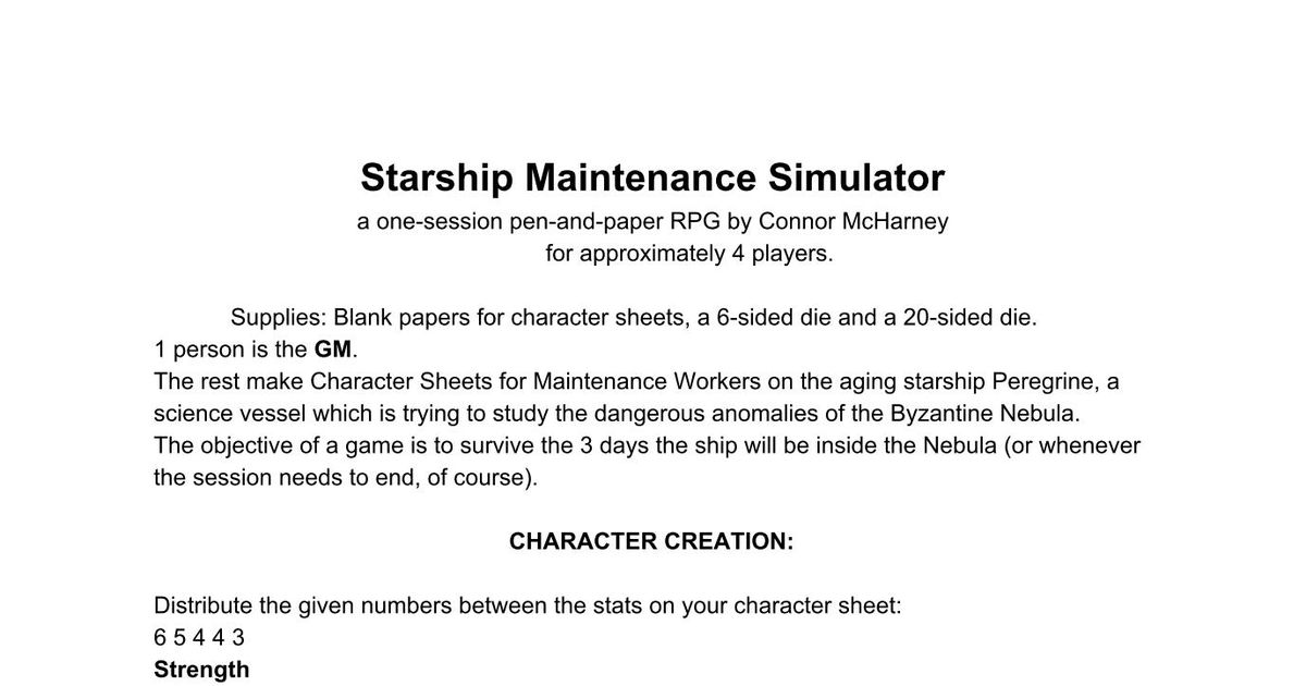Starship Maintenance Simulator RPG Item BoardGameGeek