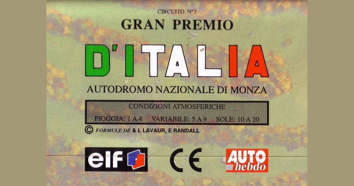 Formule De Circuit 3 Gran Premo D Italia Autodromo Nazionale Monza Board Game Boardgamegeek