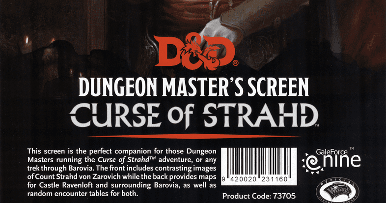 Curse Of Strahd (Dungeons & Dragons 5e) Dungeon Master's Screen