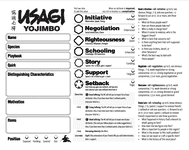 RPG Item: Usagi Yojimbo character sheet with common moves