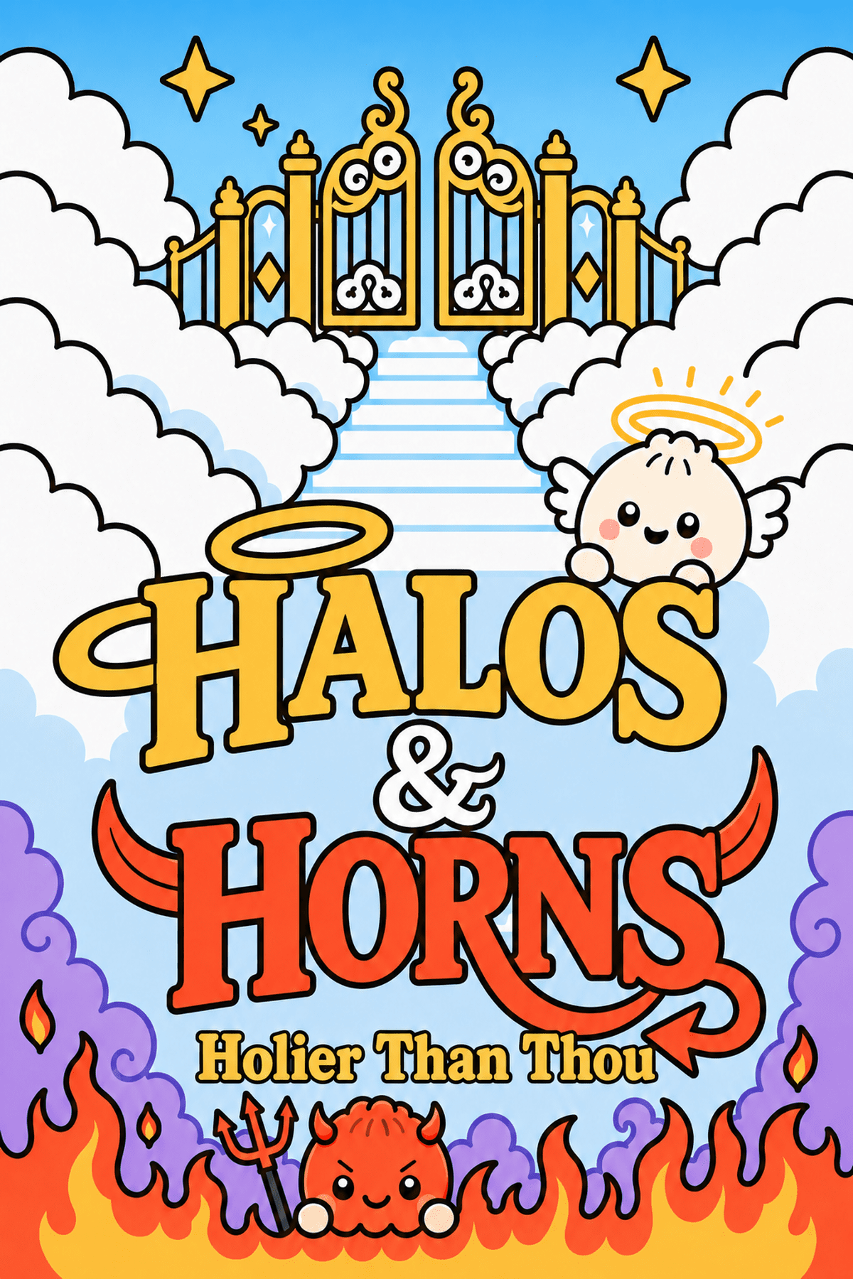 Cover art for Halos & Horns: A game of heavenly hijinks and devilish decisions.
