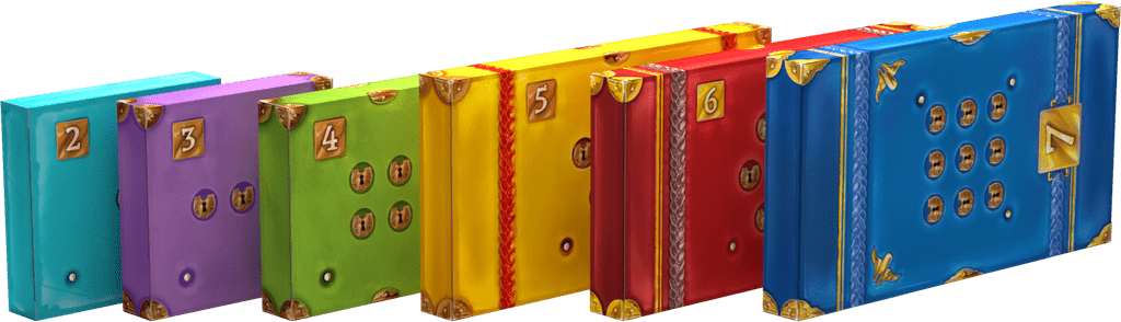 Unlockable boxes containing components for different chapters in Little Alchemists.