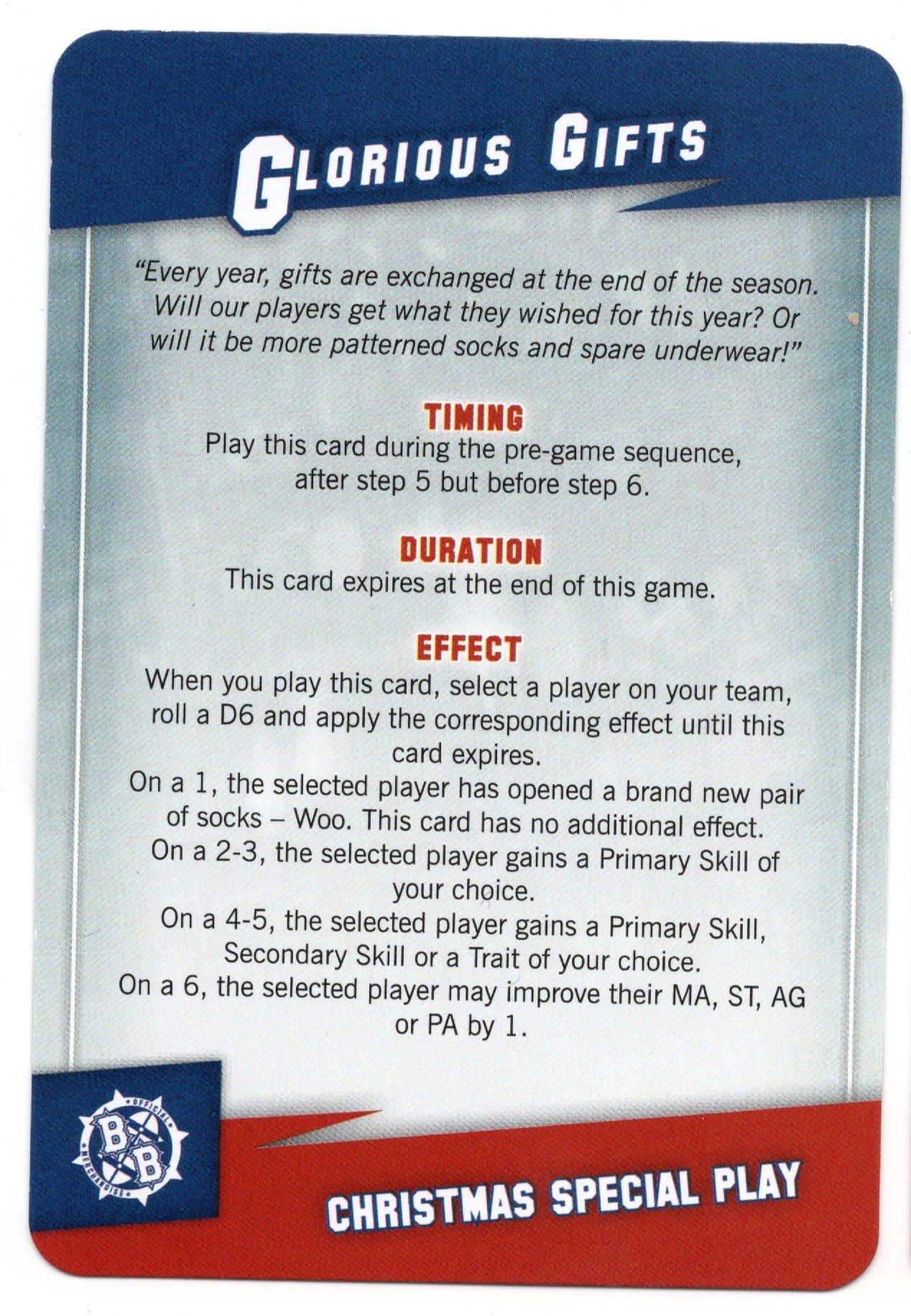 Blood Bowl: (Second Season Edition) – Glorious Gifts Promo Card