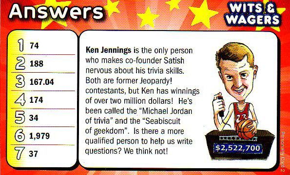 Wits & Wagers: Ken Jennings Personality Card Promo
