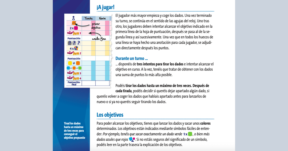 Rules Color ’Yam Juegos Roll & Write BoardGameGeek