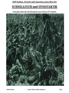 Schnellfeur und Stosstaktik: 1859 Italian, French and Austrian Army lists